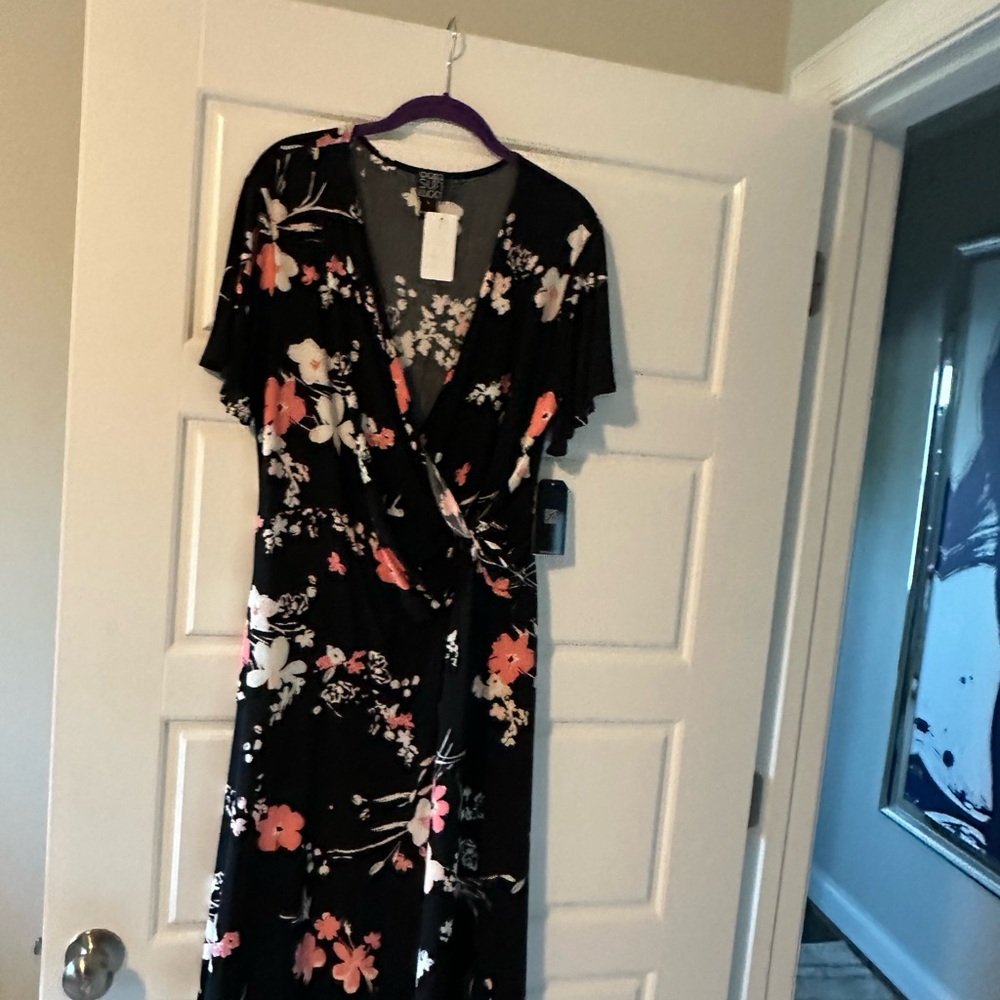 Black floral dress.